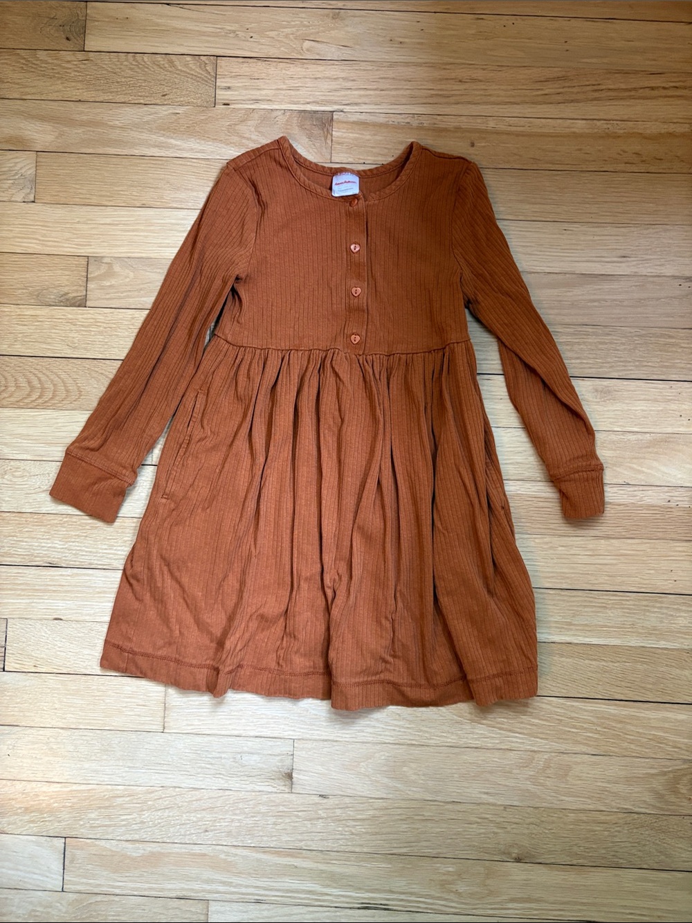 Hanna Andersson. Long Sleeve Ribbed Girls' Dress, Size 6-7
